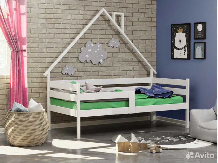 Софа Домик от 2х лет берёза с бортиком