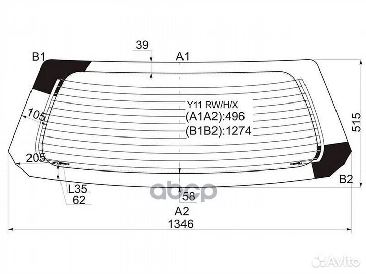 Стекло заднее с обогревом nissan AD/wingroad Y1