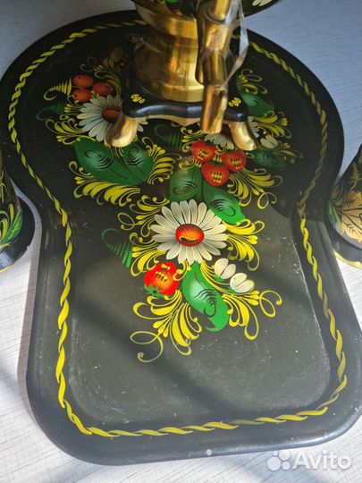 Самовар с подносом и подстаканниками электрическ