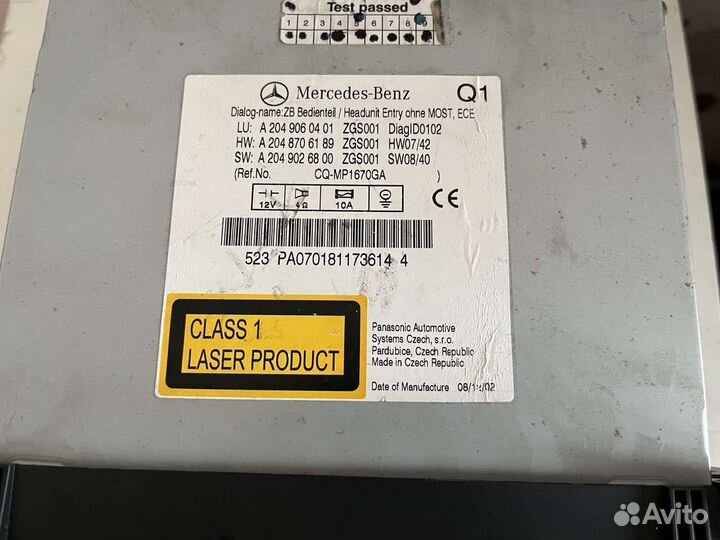 Штатная магнитола w204