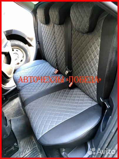 Чехлы Ford Focus 2 из экокожи чёрно-серые Ромб