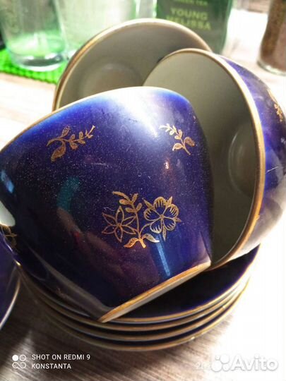 Чайная пара кобальт СССР лфз