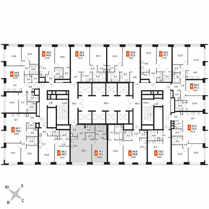 1-к. квартира, 60,5 м², 48/60 эт.