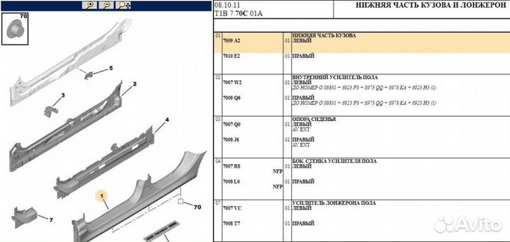 Порог левый peugeot 206