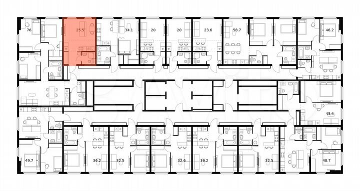 Квартира-студия, 25,5 м², 23/25 эт.