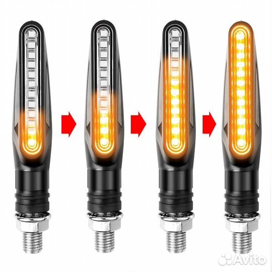 Поворотники бегущие SBT LED для мотоцикла, 4 штуки