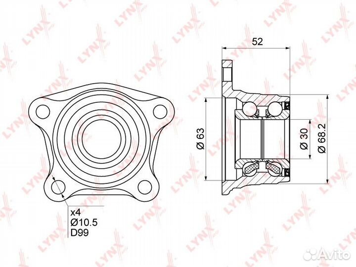 Подшипник ступицы lynxauto WB-1022