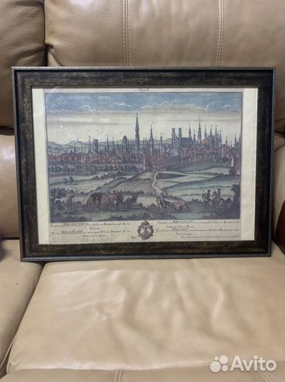 Старинная гравюра в багете