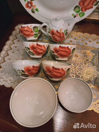 Сервиз чайный с росписью, винтаж