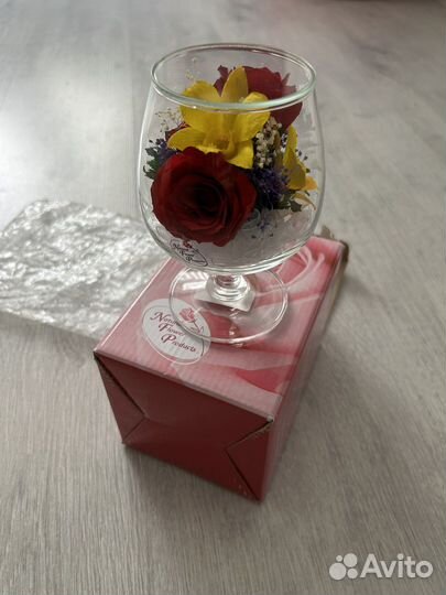 Науральные цветы в колбе/стекле (новые)