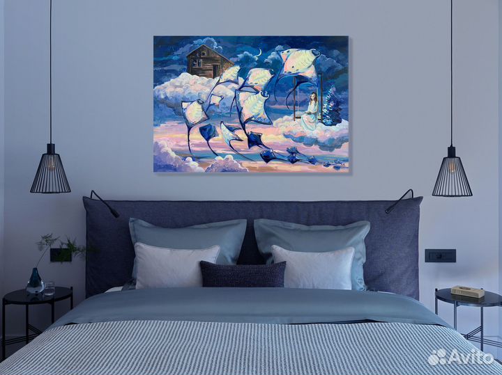 Большая картина с облаками для детской 100*70 см