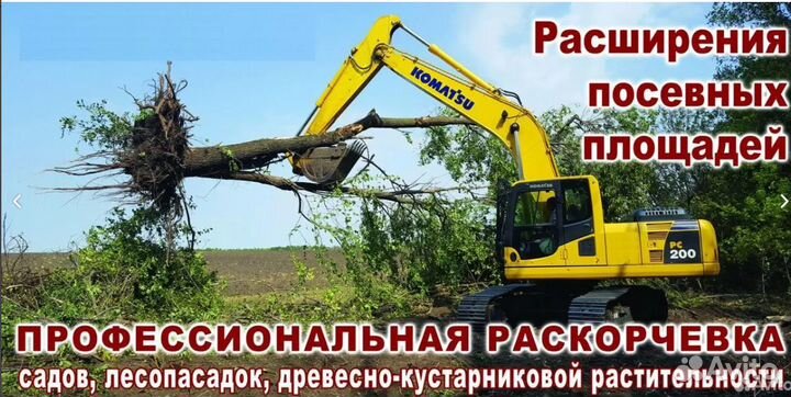 Раскорчевка садов, расчистка участков от дкр