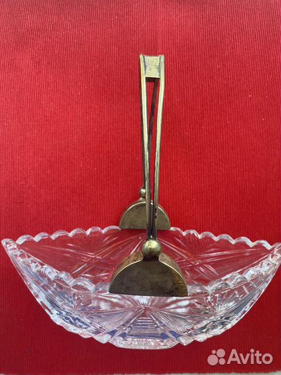 Ладья конфетница хрусталь в серебре875п.ссср 60е