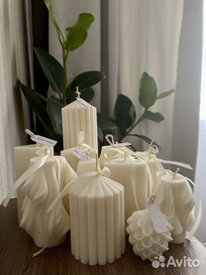 Свечи восковые ароматические и декор из гипса