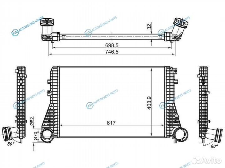 ST-1K0145803 Радиатор интеркулера VW golf 03-passa
