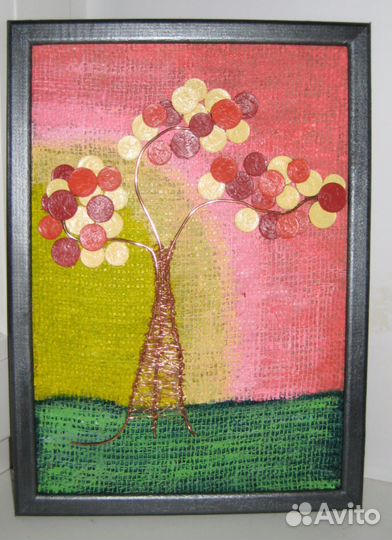 Картина денежное дерево из монет ручной работы