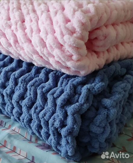 Плед вязаный плюшевый