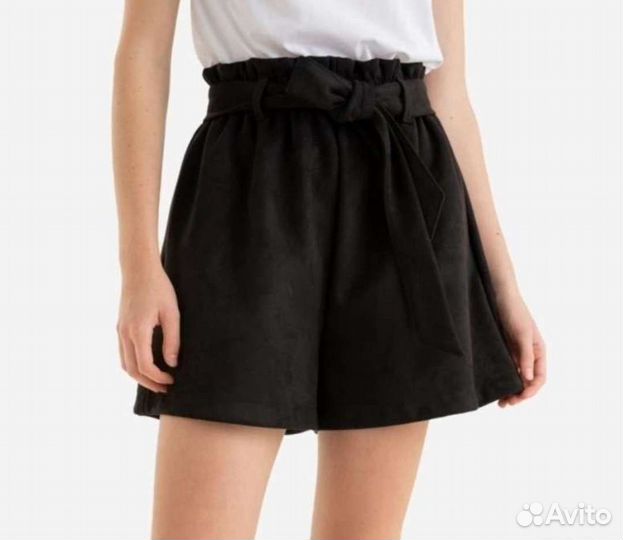 Шорты офисные замшевые с поясом на работу замша