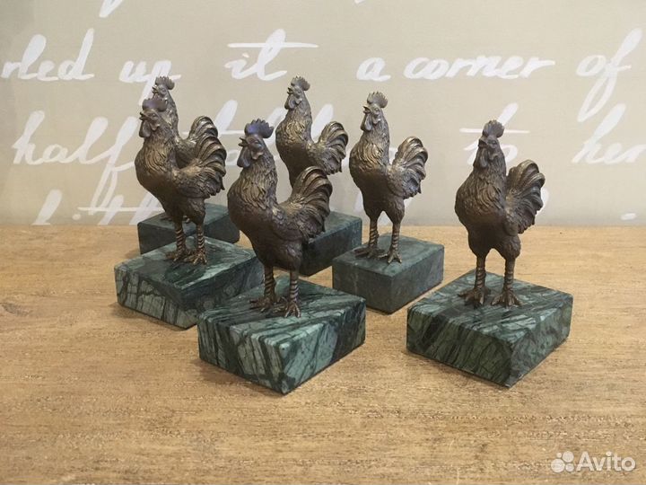 Статуэтка Петух Бронзовое литьё Мрамор опт