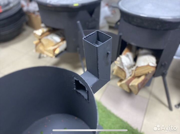 Казан чугунный узбекский с печкой с трубой