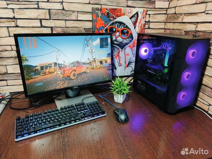 Игровой пк с монитором (клавиатура и мышь)