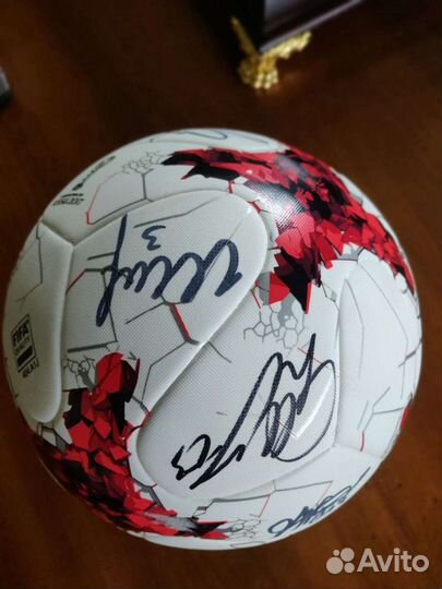 Мяч футбольный с автографами сборной России 2018