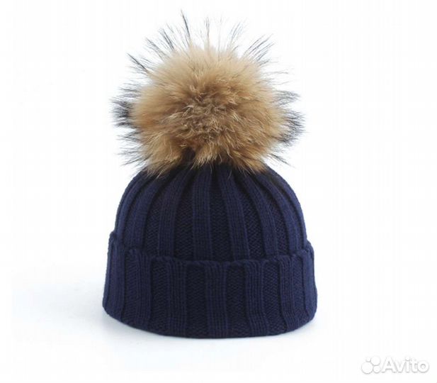 Шапка с мех.помпоном детская 48-53см