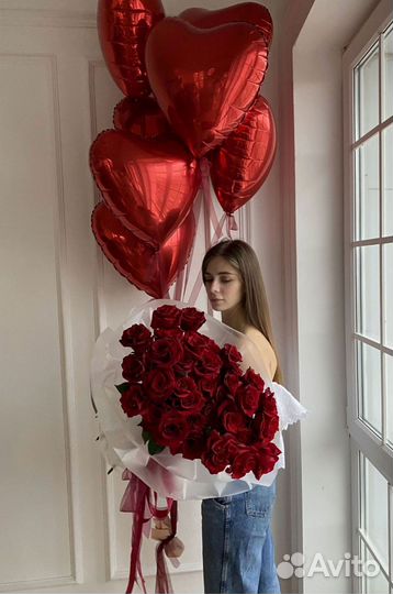 Большой букет из роз на День рождения