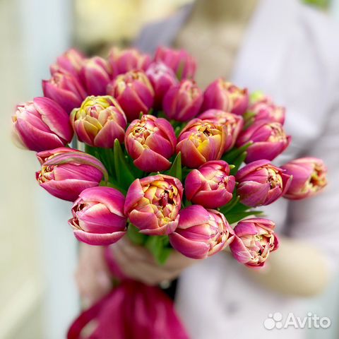 Пионовидные тюльпаны доставка букет из тюльпанов купить в Санкт ...