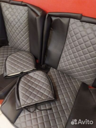 Чехлы Чери Тиго с 05-12г экокожа черно-серая