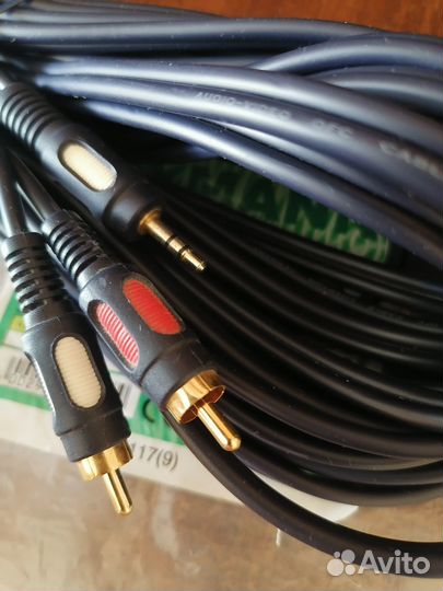Аудио кабель 3,5 stereo-2RCA 10m