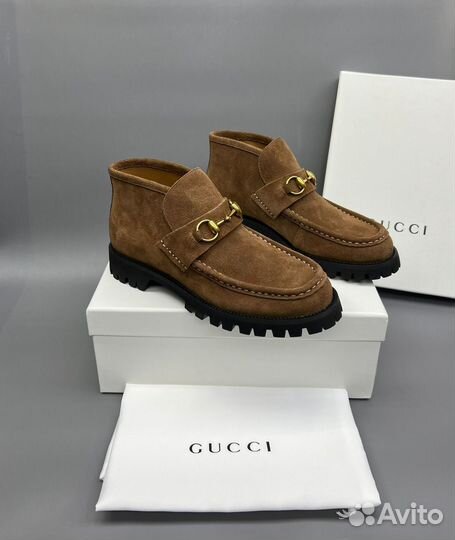 Полуботинки женские песочные Gucci рыжие