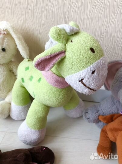 Мягкие игрушки зайка жираф слон такса медвежонок