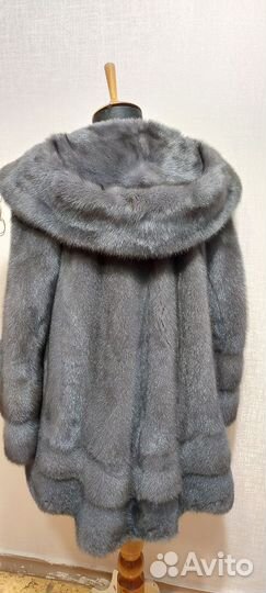 Шуба Норка 48-50,Графит, в груди 122см, трапеция