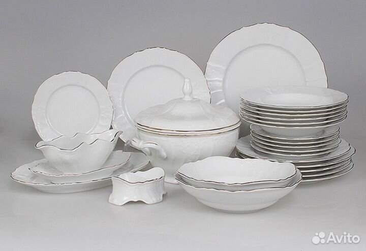 Сервиз столовый Bernadotte белый с золотом