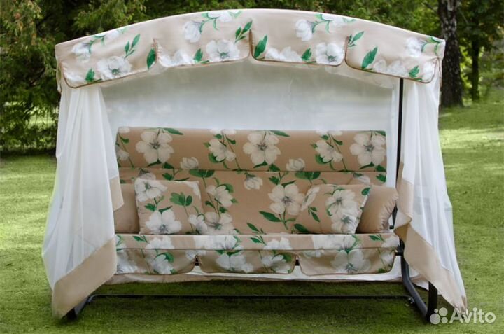 Садовые Качели 3-х местные Турин Премиум flower