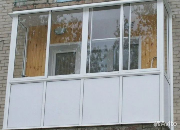 Остекление балкона 3200 на 1420 алюминиевое