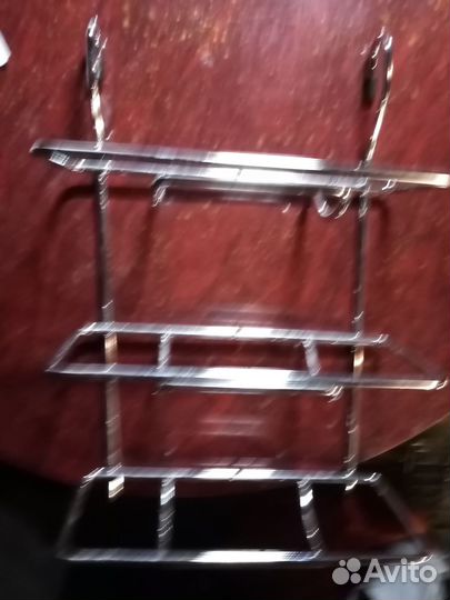 Корзина для релинга для бутылок трехуровневая хром