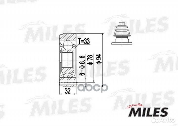 ШРУС внутренний audi 100/80 1.6/1.8 76-91 (GKN