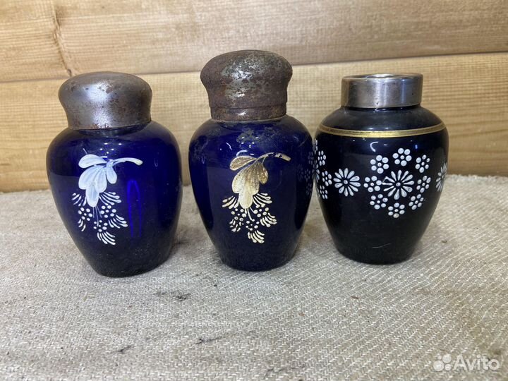 Чайница Советская Синие Стекло