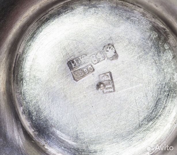 Солонка с ложкой, 8 юммет, мельхиор, эмаль (7)