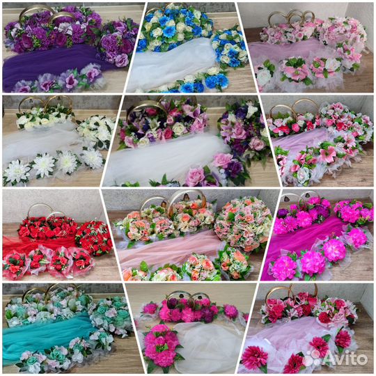 Свадебные украшения,кольца, ленты на машину аренда