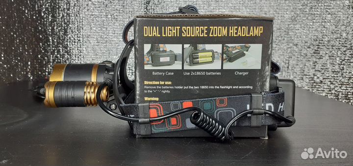 Налобный Тройной охотничий фонарь Cree T6 с Zooм