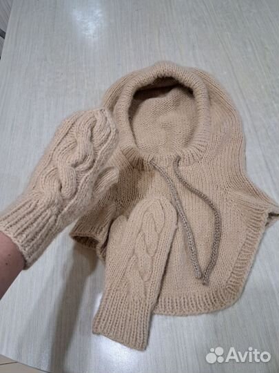 Капор и варежки зимний комплект головной убор