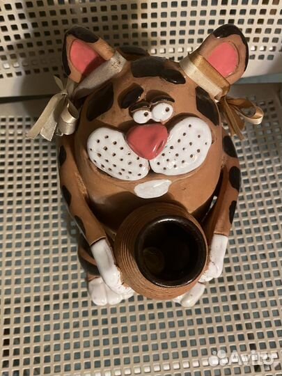 Копилка из глины большая. Кот тигр Новая