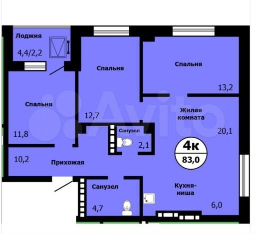 4-к. квартира, 83 м², 15/19 эт.