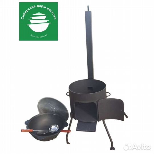 Казан чугунный и печь комплект
