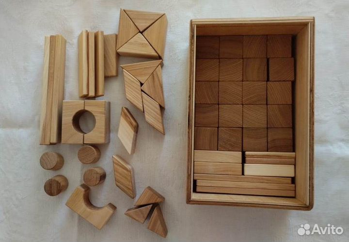 Деревянные кубики конструктор набор 55 элементов