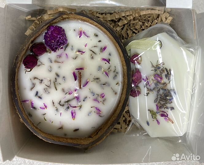 Массажная Ароматическая свеча в кокосовой скорлупе