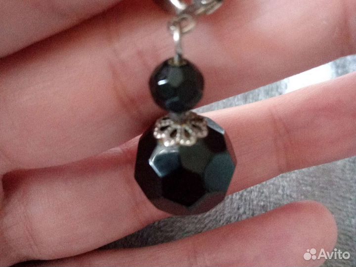 Серьги чёрный агат